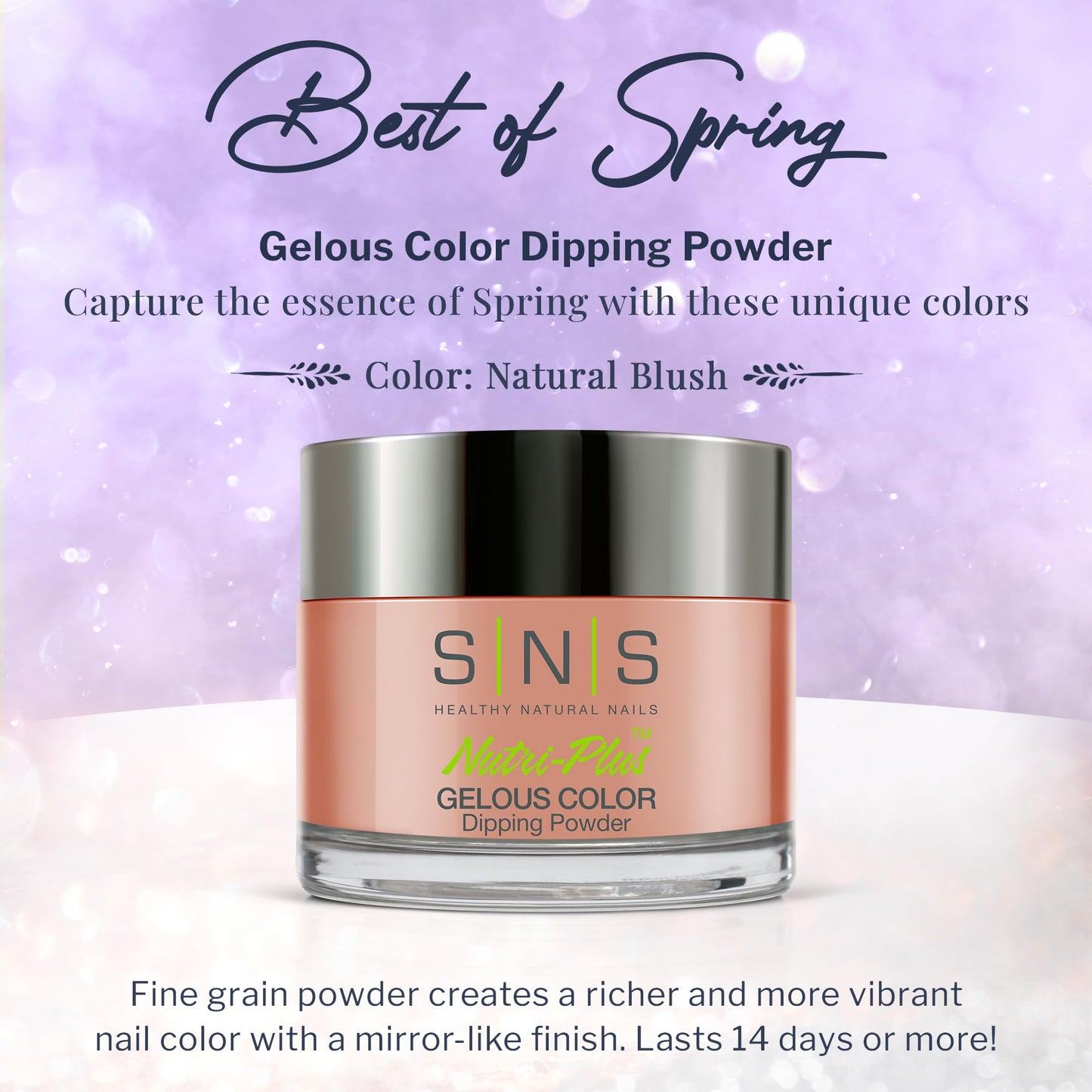 SNS Nail Dip Powder, Gelous Color Dipping Powder - Natural Blush (Pink/Mauve, Cream), BOS21 - Long-Lasting Acrylic Nail Color & Polish Lasts 14 Days - Low-Odor & No UV Lamp Required - 1 oz