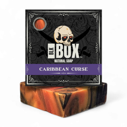 Black Box USA MADE 5oz Men's Natural Bar Soap Made from Moisturizing Natural Oils - Handmade Cold Process Soap with No Harsh Chemicals, Orange Amber Vanilla & More (CARIBBEAN CURSE)