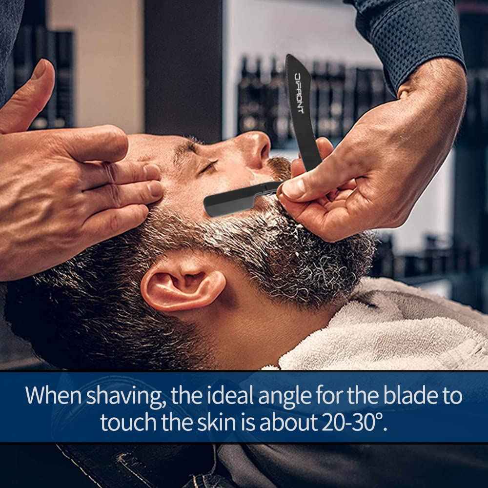 Professional Barber Straight Razor - 20 Stainless Steel Blades, Aluminum Handle, Portable Shaving Kit (TKL-B)