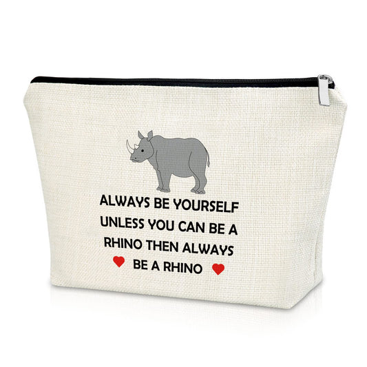 Sazuwu Rhinoceros Gifts for Women Rhino Lover Gifts Makeup Bag Rhino Theme Gifts Animal Lover Gifts Cosmetic Bag Inspirational Gifts Zoo Keeper Gift Birthday Christmas Gifts Travel Pouch