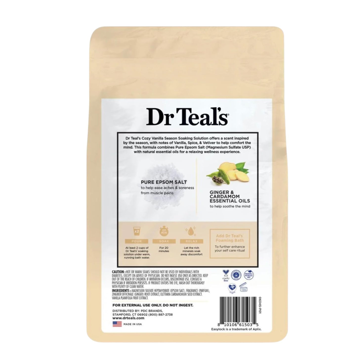 Dr Teal's Warm Autumn Comfort Pure Epsom Salt Soak, 3 lbs | 2-Pack of Limited Edition Seasonal Scent (Cozy Vanilla)