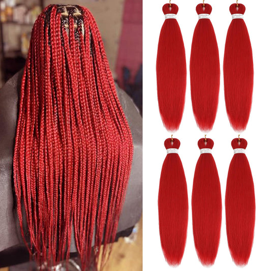 Liang Dian Pre-Stretched Braiding Hair 22 inch 6 packs Hot Water Setting Synthetic Hair Crochet Braiding Hair Extension(Red)