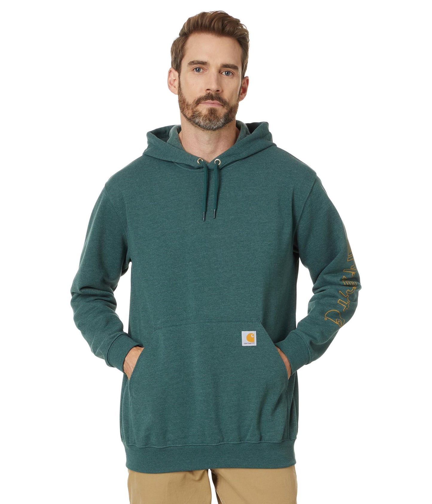 Carhartt Men's Loose Fit Midweight Logo Sleeve Graphic Sweatshirt, Frosted Balsam Heather