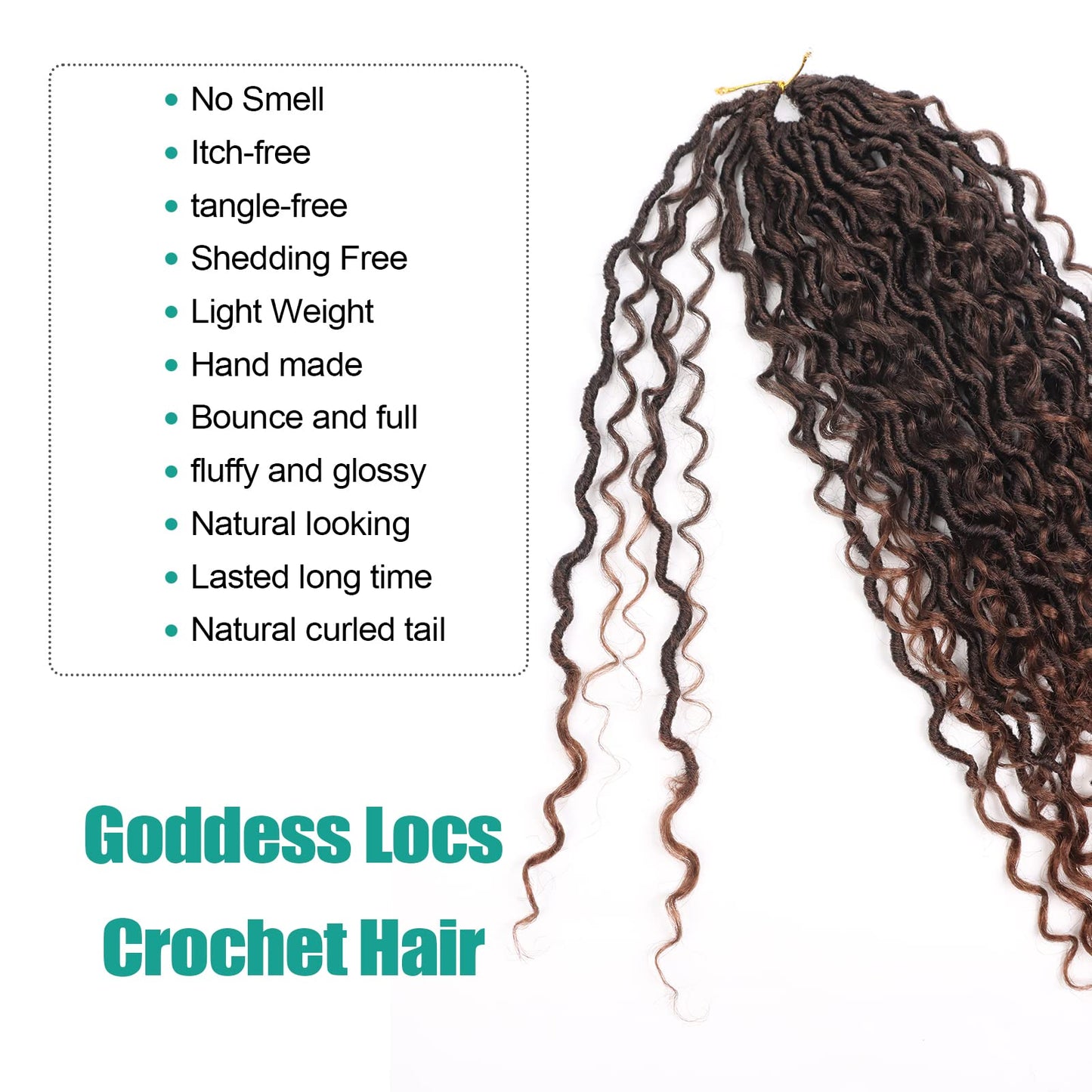 Goddess Locs Crochet Hair 12 Inch Faux Locs Crochet Hair Pre Looped River Locs Crochet Hair with Curly Ends Wavy Soft Locs Crochet Hair for Black Women Hair Extensions(12 Inch/Pack of 4, 1B/30)