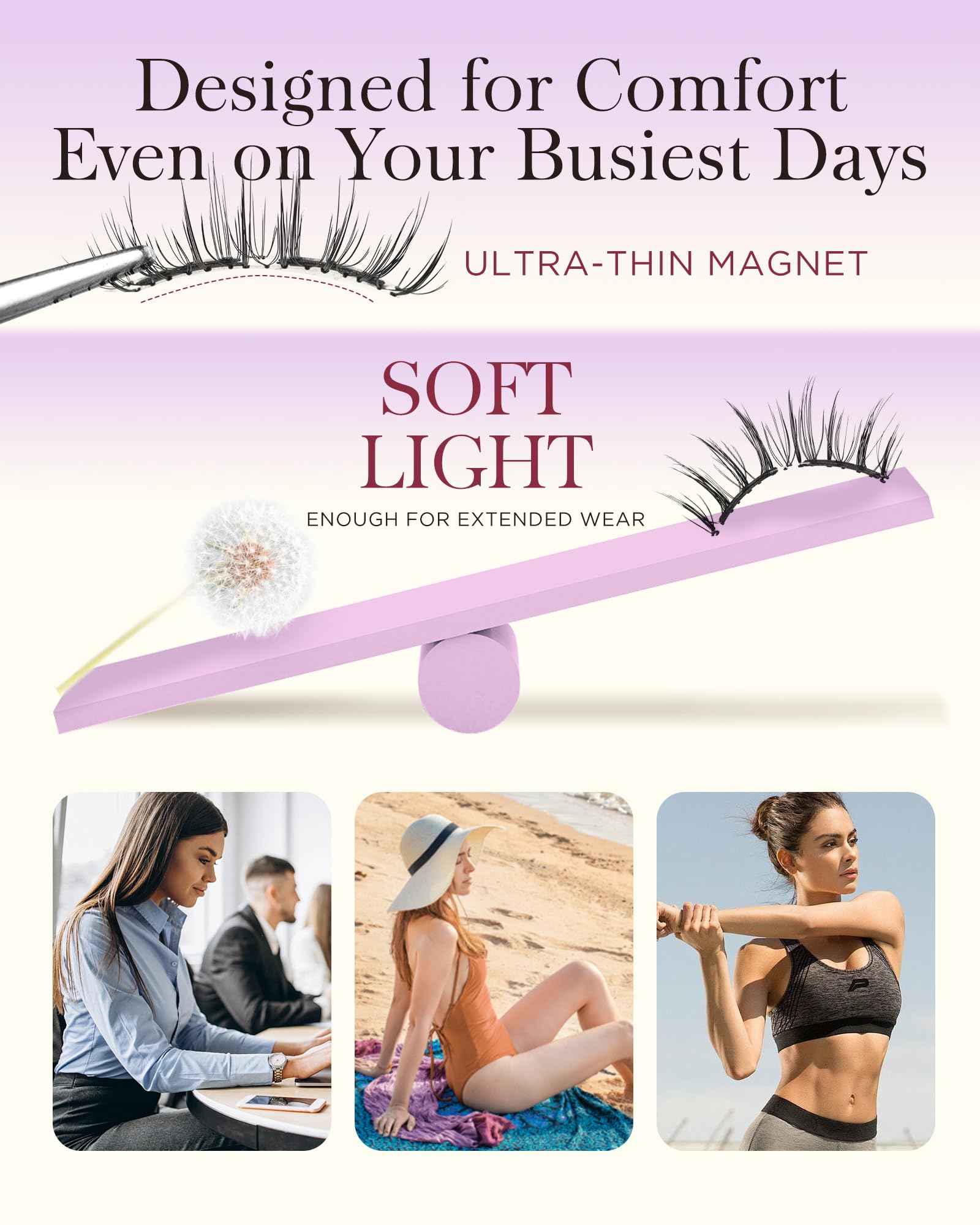 BEYELIAN Magnetic Eyelashes with Applicator Kit, Upgrade Soft Magnetic False Eyelashes Natural Look, No Glue Needed Reusable Magnetic Lashes for Eye Makeup (Lightweight & Comfortable)