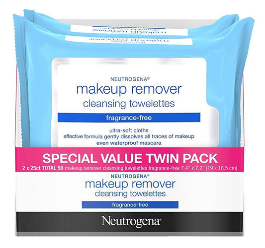 Neutrogena Make-Up Remover Towelettes Fragrance Free 25 Count Twin Pack (6 Pack)