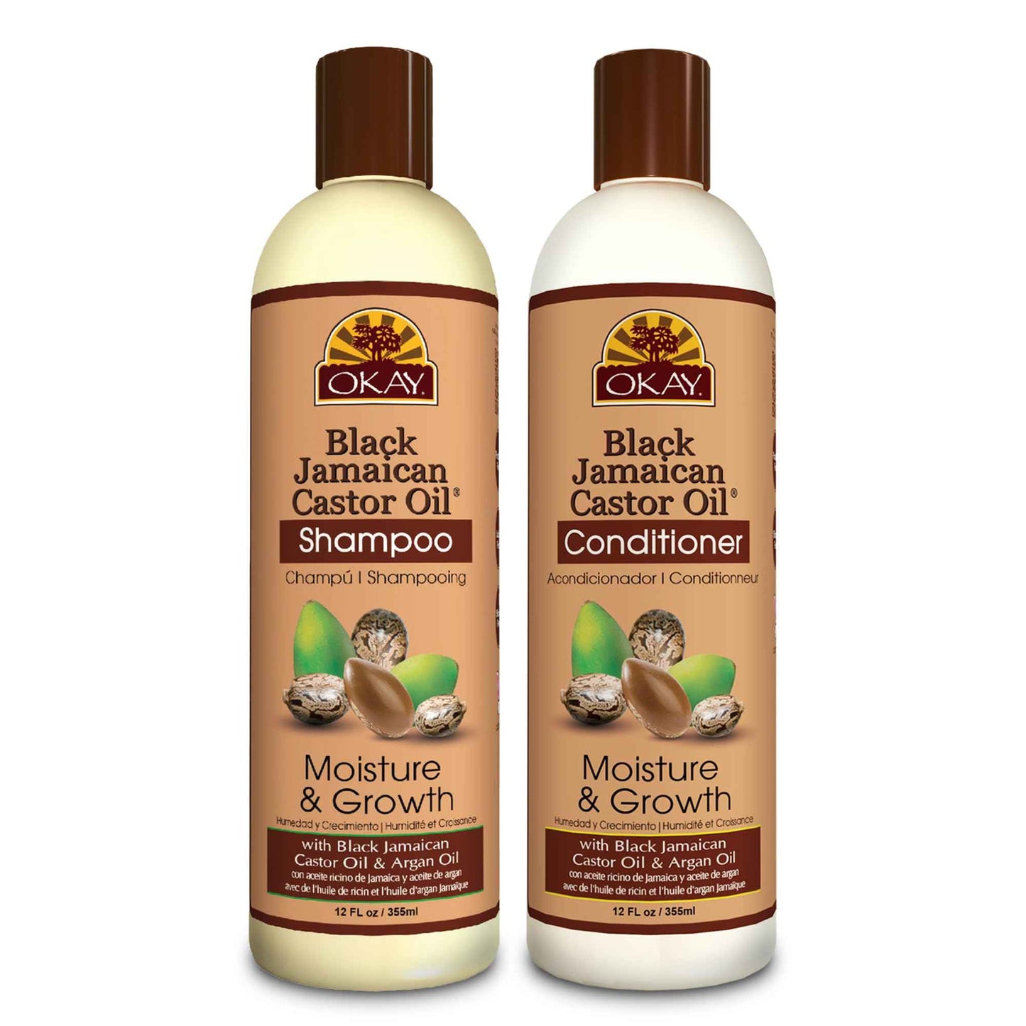 Okay Shampoo & Conditioner Black Jamaican Castor Oil Hair Care Set Moisture & Growth Helps Strengthen & Regrow Hair Sulfate, Silicone, Paraben Free for All Hair Types, 12 ounces