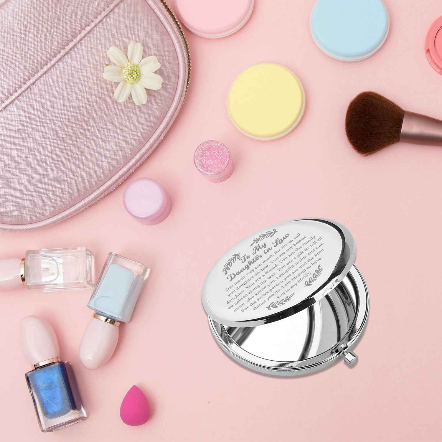 PLITI Daughter in Law Compact Mirror from Mother in Law Father in Law to My Daughter in Law Wedding Pocket Mirror (Daughter in Law CM)