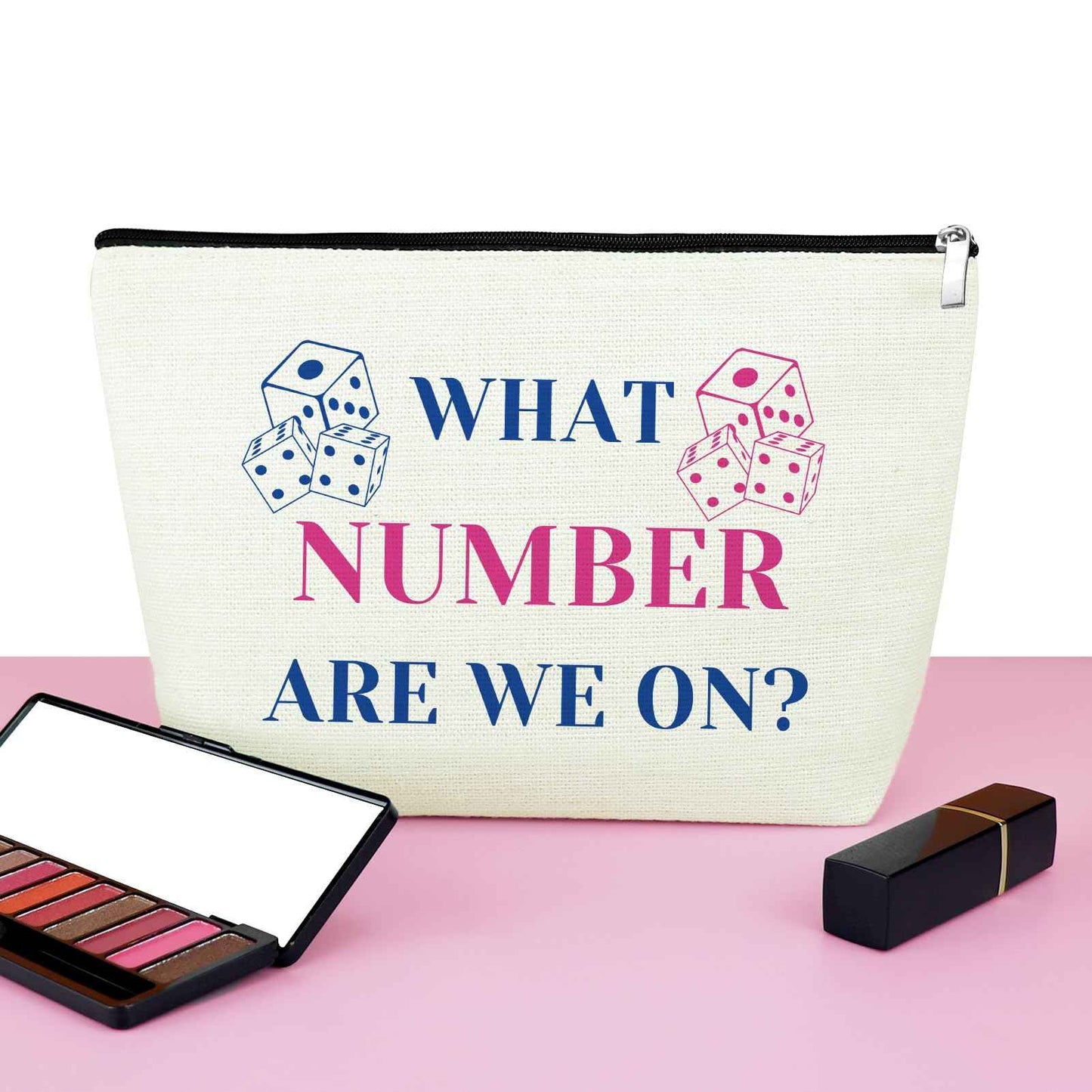 Mxrymvu Bunco Makeup Bag Gambling Lover Gifts Funny Bunco Gift Cosmetic Bag Dice Game Travel Zipper Pouch Dice Game Gifts Birthday Present for Women Best Friends What Number Are We On