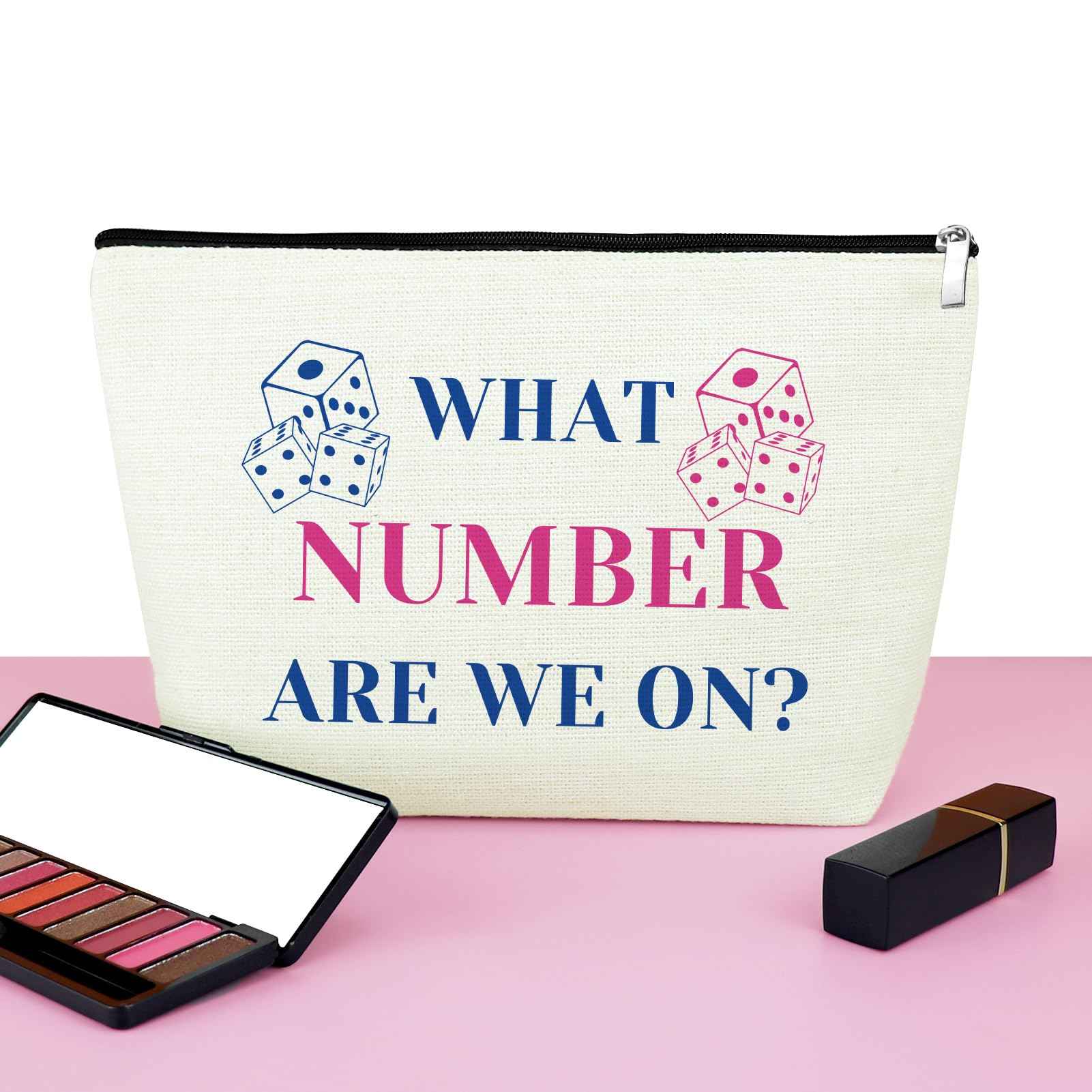 Mxrymvu Bunco Makeup Bag Gambling Lover Gifts Funny Bunco Gift Cosmetic Bag Dice Game Travel Zipper Pouch Dice Game Gifts Birthday Present for Women Best Friends What Number Are We On