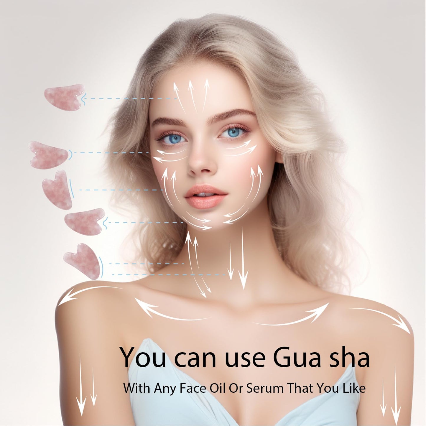 Rose Quartz Gua Sha Facial Tools for Skin Care Facial Massager Gua Sha Tool Jade Gua Sha Stone Face Sculpting Tool for Beauty Puffiness Reduction Muscle Tension Relief Jawline Sculptor Pink