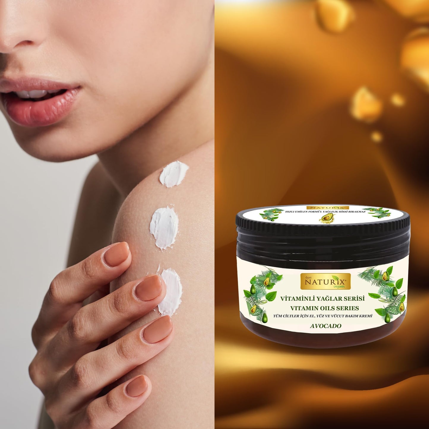 Hand Face and Body Cream with A-D-E Vitamin Avocado | Nourishing Care Normal to Dry Skin Lotion | Intensive Moisturizer Cream