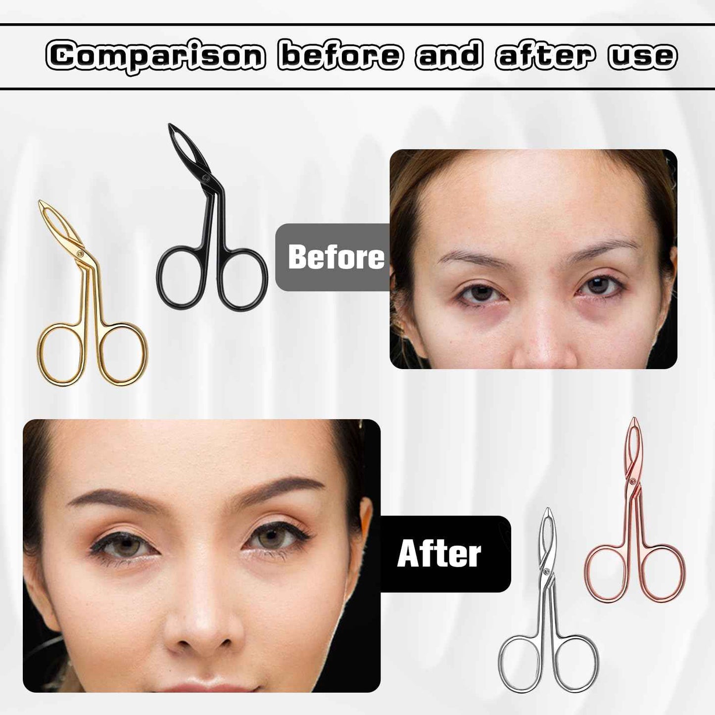 4 Pieces Eyebrow Tweezers Scissor Handle Flat Straight Tip Brow Scissors Remover Slanted Tip Facial Hair Eyebrows Stainless Steel Eyebrow Facial Remover Brow Tweezers for Women Men