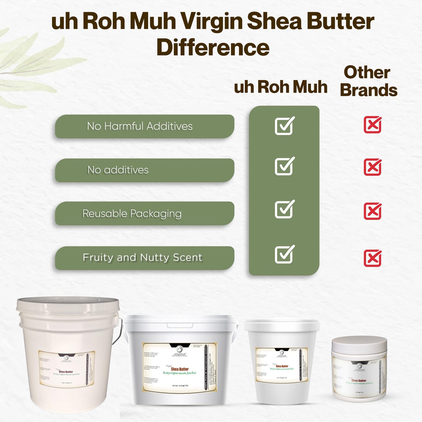 uh*Roh*Muh 16 oz Refined Shea Butter from France | Nourishing Body Butter for Smooth and Healthy Skin