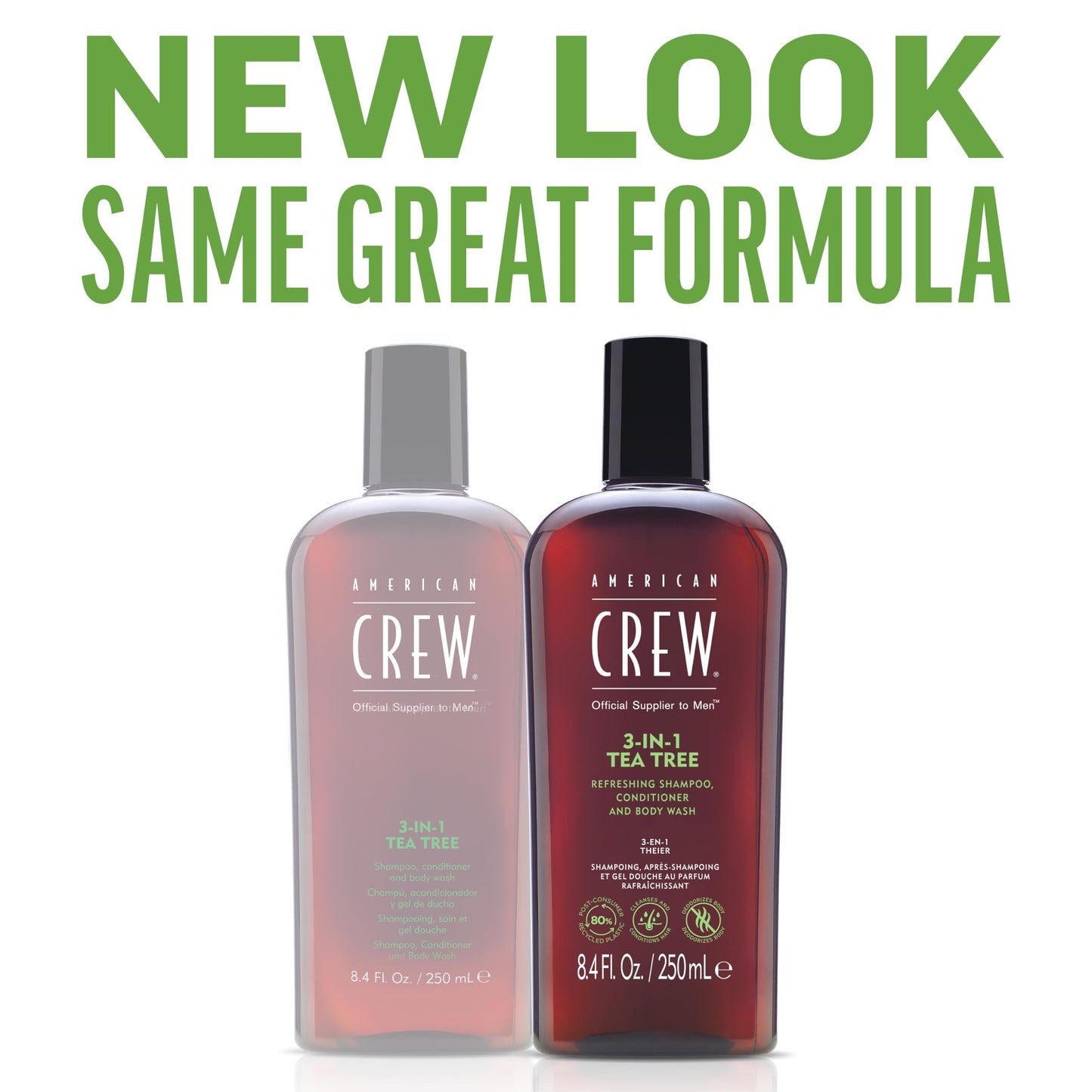 American Crew Shampoo, Conditioner & Body Wash for Men, 3-in-1, Tea Tree Scent, 3.3 Fl Oz