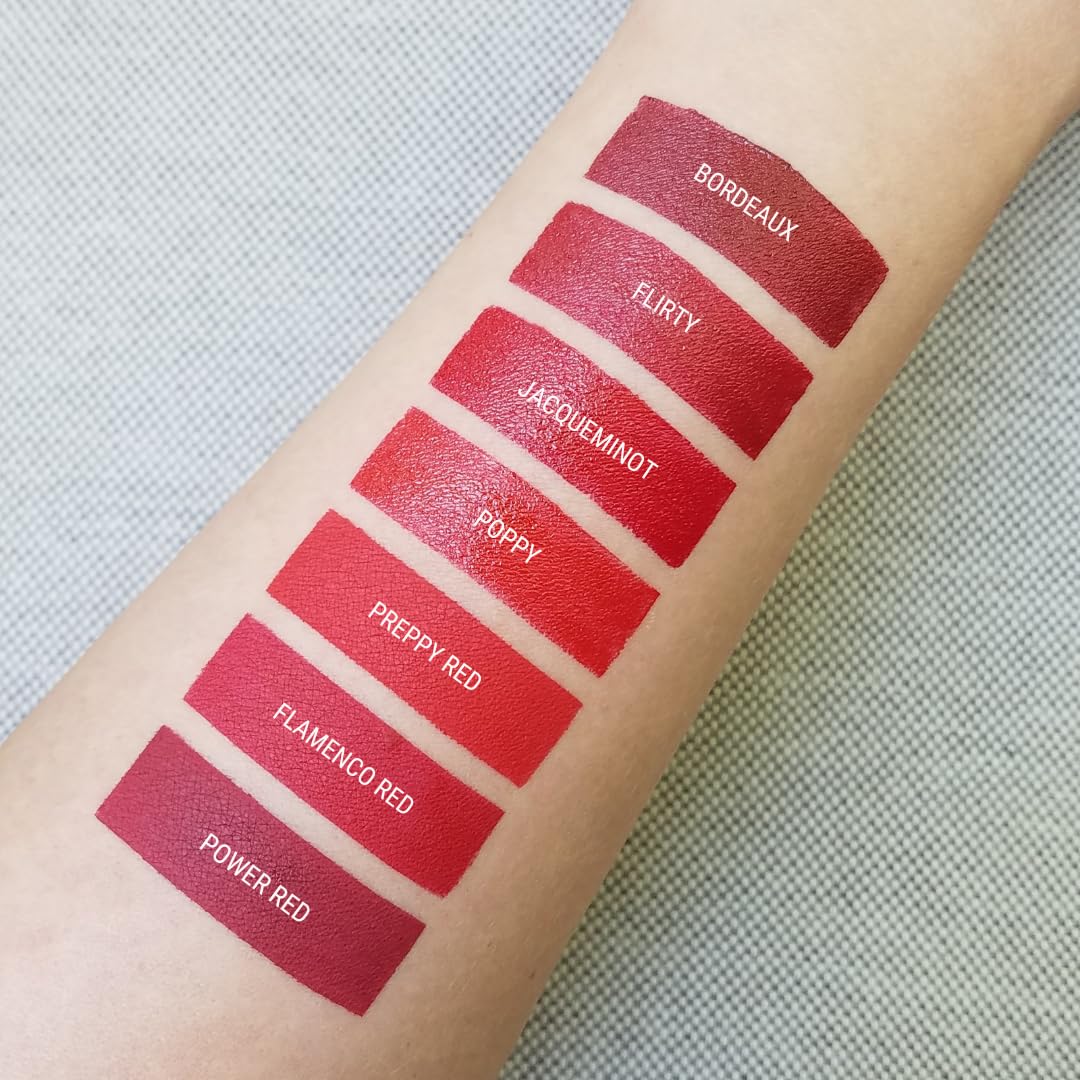 Aromi Bright Red Matte Liquid Lipstick | Red Hot Lip Color, Vegan, Cruelty-free, Long-lasting, Smudge Proof, Waterproof, Handmade (Preppy Red)