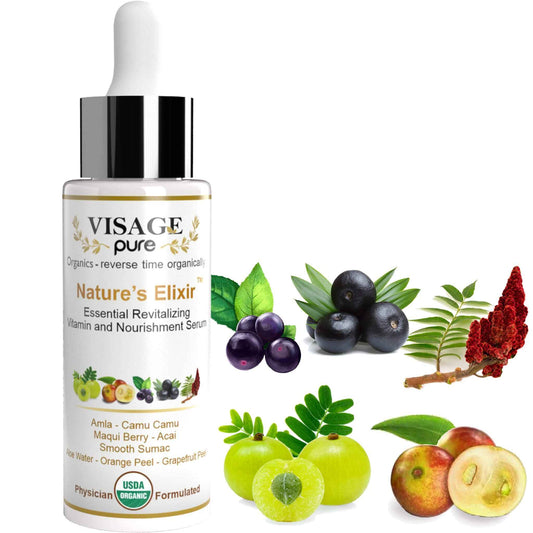 Visage Pure Nature's Elixir - Skin Revitalizing and Nourishing Face Serum - USDA Organic - Physician Formulated - Research Supported