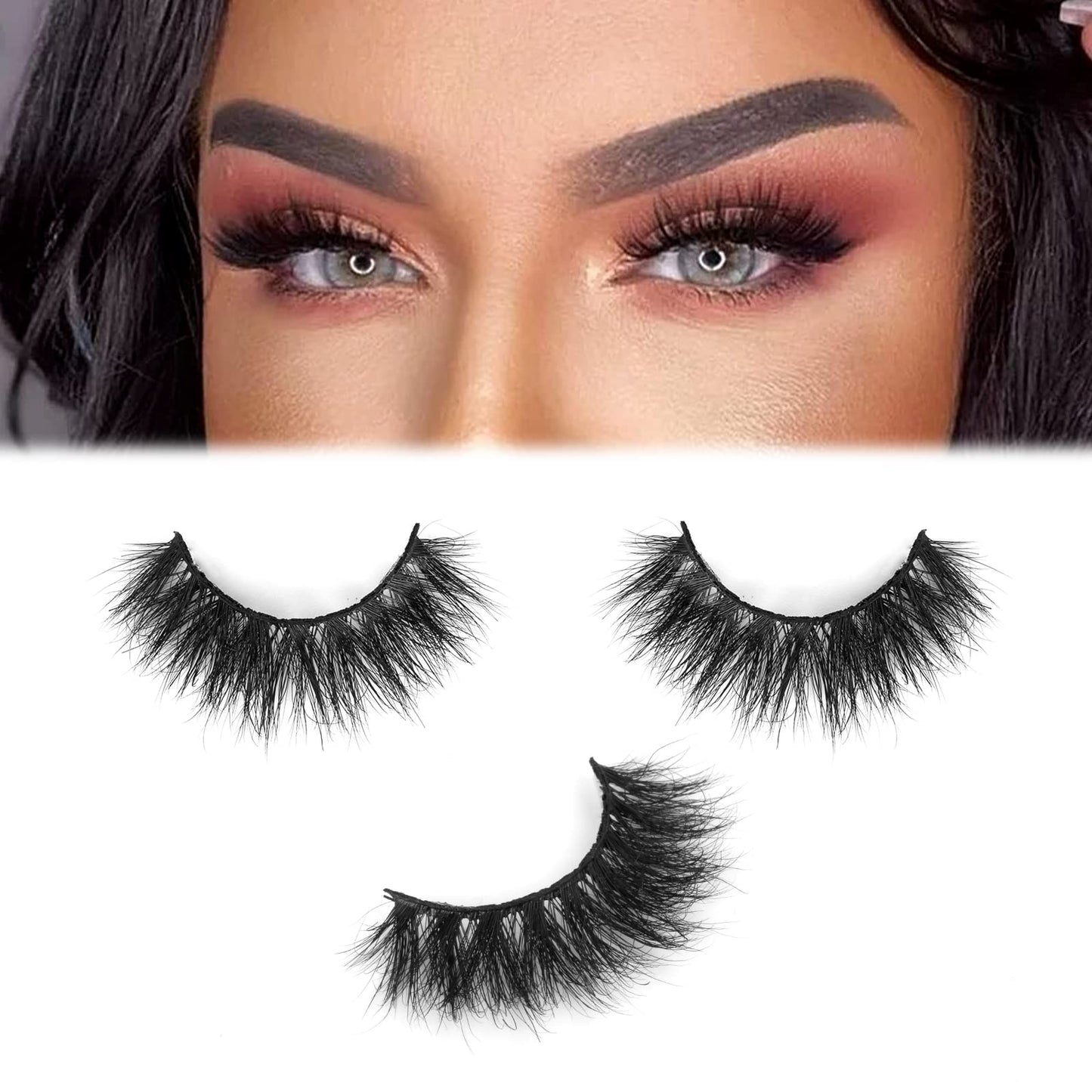 Barbiely 18MM Mink Eyelashes, 3 Pairs Cat Eyes Lashes, 3D Lashes Mink,Siberian Mink Fur False Eyelashes, Dramatic Round Look, 100% Handmade & Cruelty-Free Fluffy Volume Wispy Lashes(DREAM)