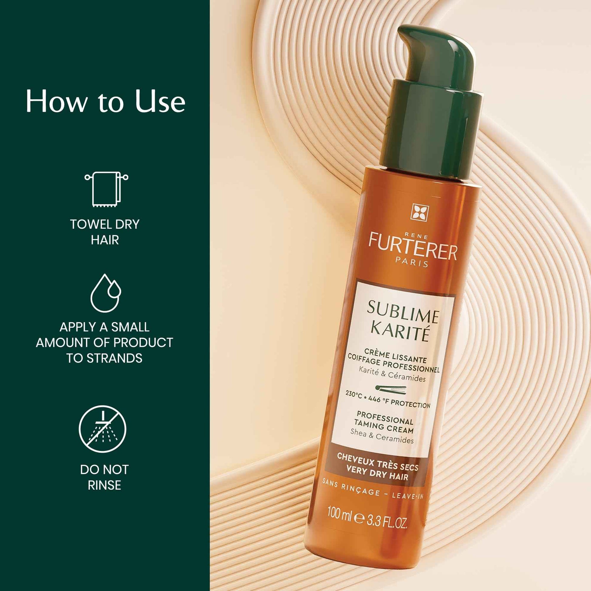 René Furterer Sublime Karité Professional Taming Cream - Shea butter, Ylang-Ylang Essential Oil & Ceramides 3.3 fl oz.