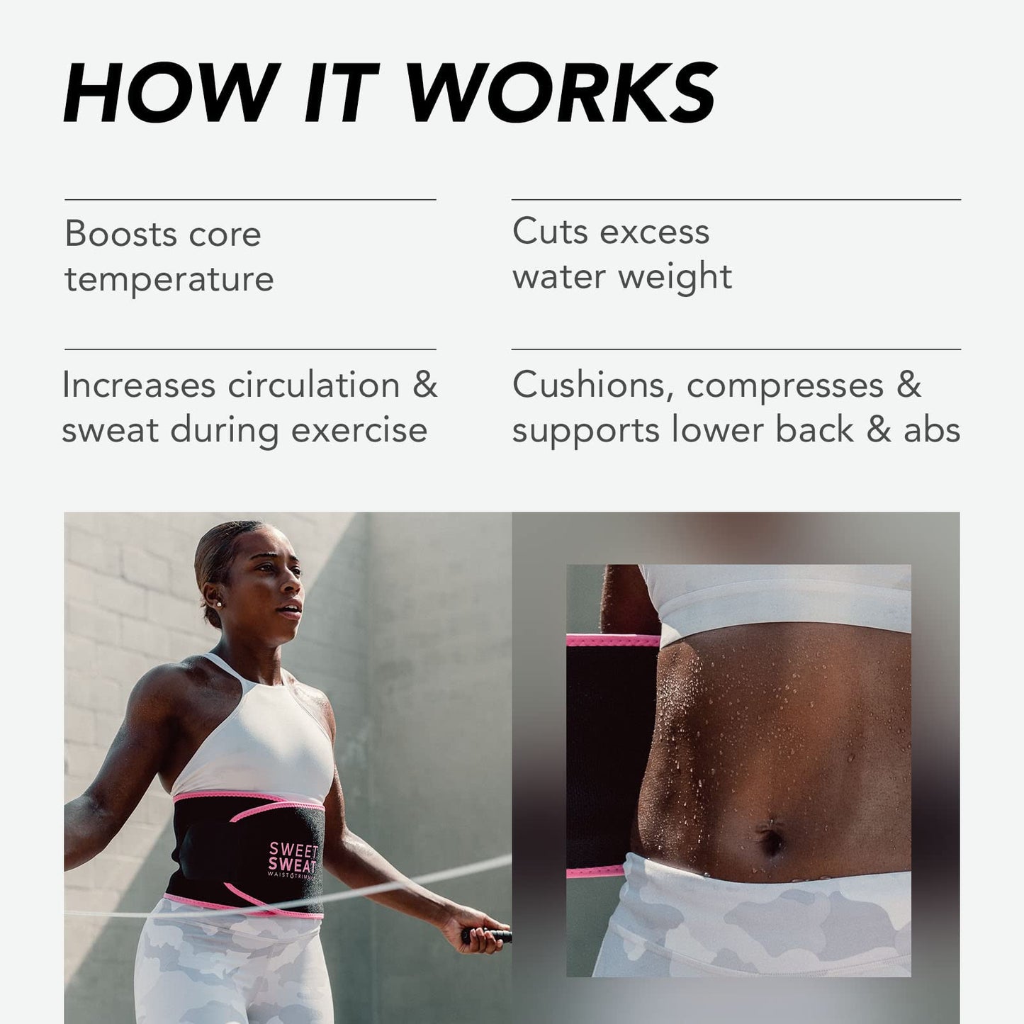 Sweet Sweat Waist Trimmer, by Sports Research - Get More From Your Workout - Sweat Band Increases Stomach Temp to Cut Water Weight - Gym Waist Trainer Belt for Women & Men - Faja para Hacer Ejercicios