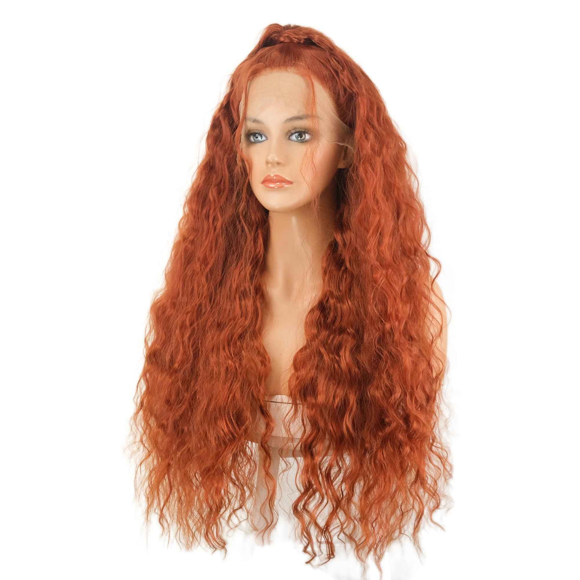 Wiginway Long 28 Inches Lace Front Wigs Orange Hair Women Freestyle Wig Heat Resistant