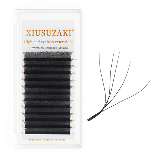 XIUSUZAKI W Lash Extensions Supplies 5D Eyelash Extensions W Shape 0.07mm Thickness L/LU Curl Mix 8-15mm Premade Fans Easy Fan Lashes Matte Black 12 Rows Crisscross EyeLashes(W-5D-0.07-LU,8-15mm)