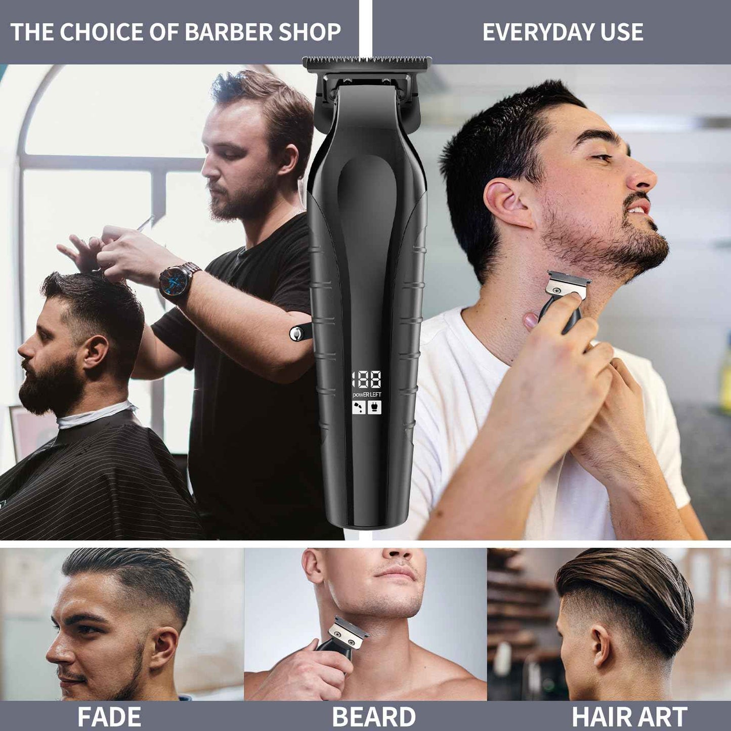 KOMINGDON Beard Trimmer for Men Professional,Liners Trimmer Hair Clippers, Precision Edgers Barber Clippers,Zero Gapped T-Blade Hair Trimmer Kit with LCD Display, Hair Cutting Mustache Facial