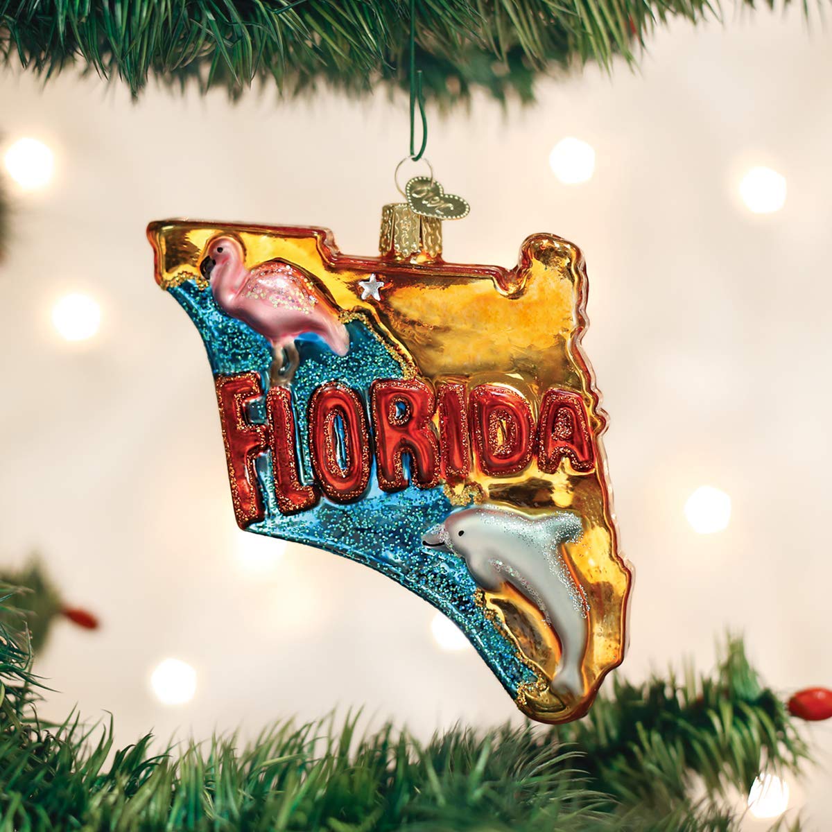 Old World Christmas Glass Blown Ornament State of Florida (36198)