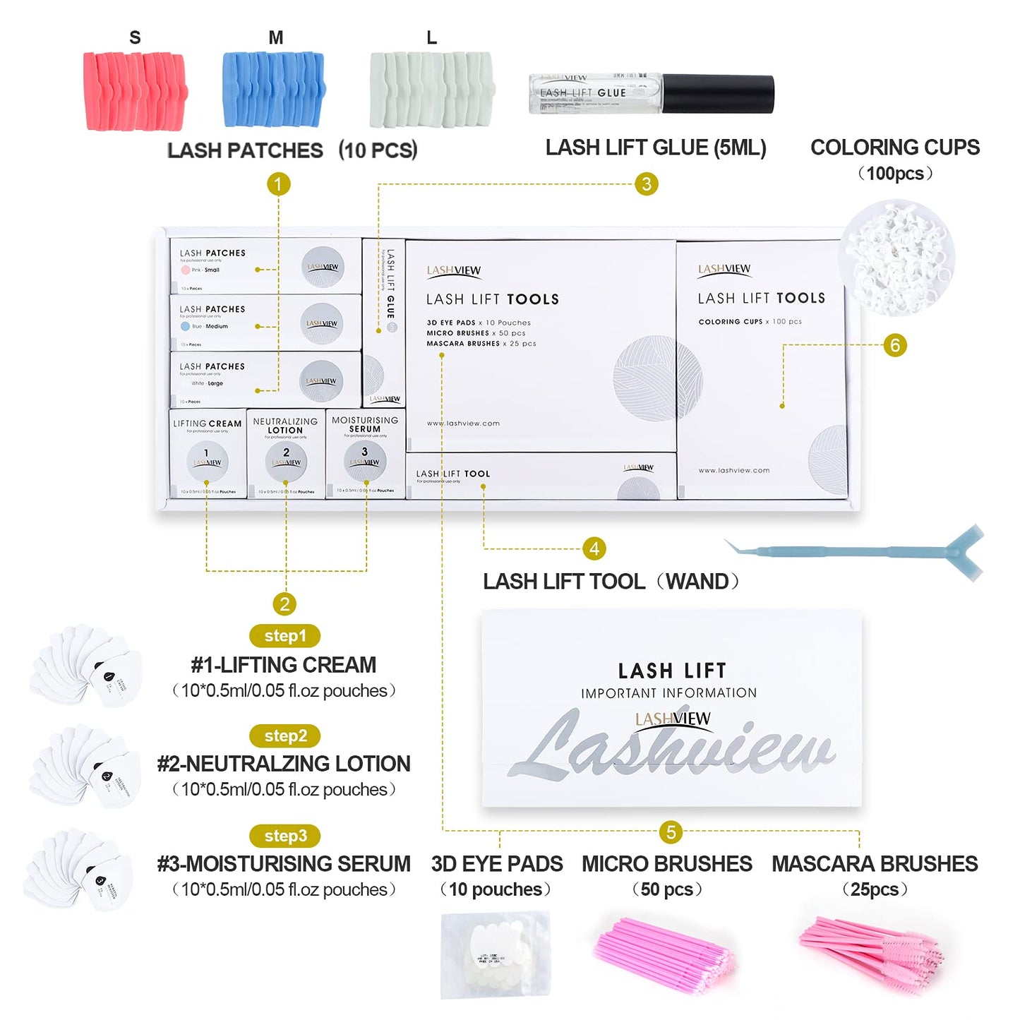 LASHVIEW Lash Lift Kit,Lash Lift,Professional Eyelash Perm Kit,Liquid Set,Semi-Permanent,Curling Perming,Wave Lift Extension Perm Set