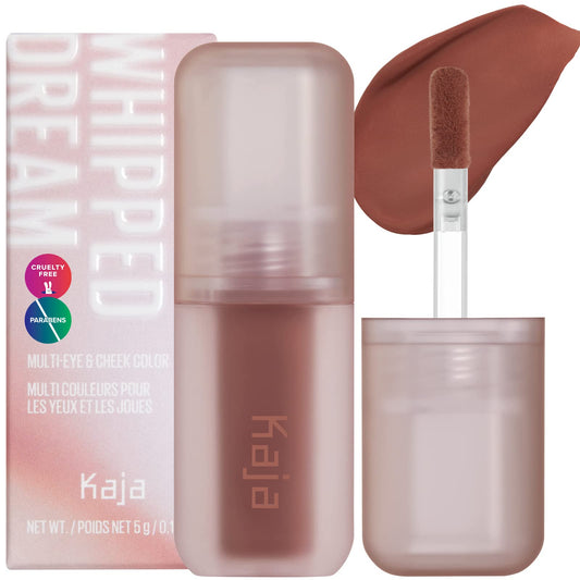 Kaja Multi-purpose Liquid Eyeshadow & Blush - Whipped Dream | with Cotton Seed Oil, 4 Shades, Buildable, Blendable, Airy Semi-matte Finish, 04 Mocha Tarte, 0.17 Oz