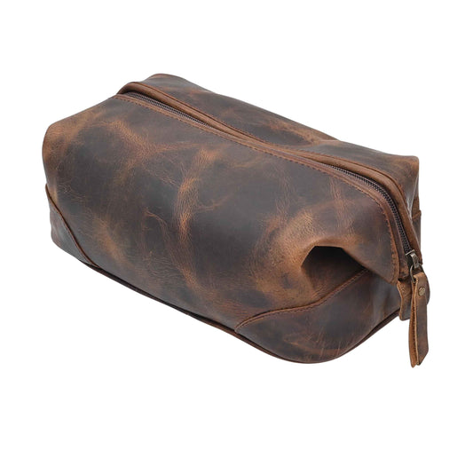 Autentico Buffalo Leather Toiletry Bag Vintage Travel Shaving & Dopp Kit for Toiletries, Cosmetics & More Spacious Interior & Waterproof Lining Compact, Fits Easily in Luggage