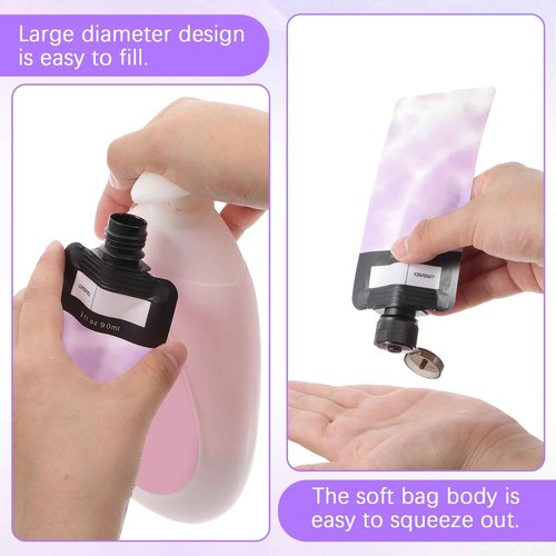 Dimeho 6 Pcs Travel Pouches for Toiletries, 3 oz Travel Size Containers Leak Proof Empty Squeeze Pouches TSA Approved Refillable Travel Bottles for Liquids Shampoo Conditioner Pouch Travel Accessories