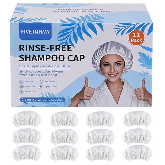 Shampoo cap 12 Pack, No-Rinse Shampoo Cap, Waterless Shampoo and Conditioner Suitable for Adults, Bedridden and Seniors Suitable for Adults, Bedridden and Elderly, Hospitals, Camping