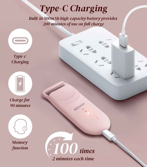 MZYMZYD Heated Eyelash Curler, Eyelash Curlers with 10S Quick Heat-Up, 2 Temp Settings, 3S Styling & 24H Long-Lasting Natural Curl, Type-C Recharge, Mini Electric Eyelash Curler for Travel - Pink