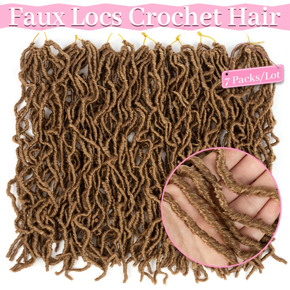 Umylar 18 Inch Faux Locs Crochet Hair Soft Locs Crochet Hair 7 Packs Pre Looped Faux Locs Crochet Hair For Women Synthetic Hair Extension(18 Inch,27#)