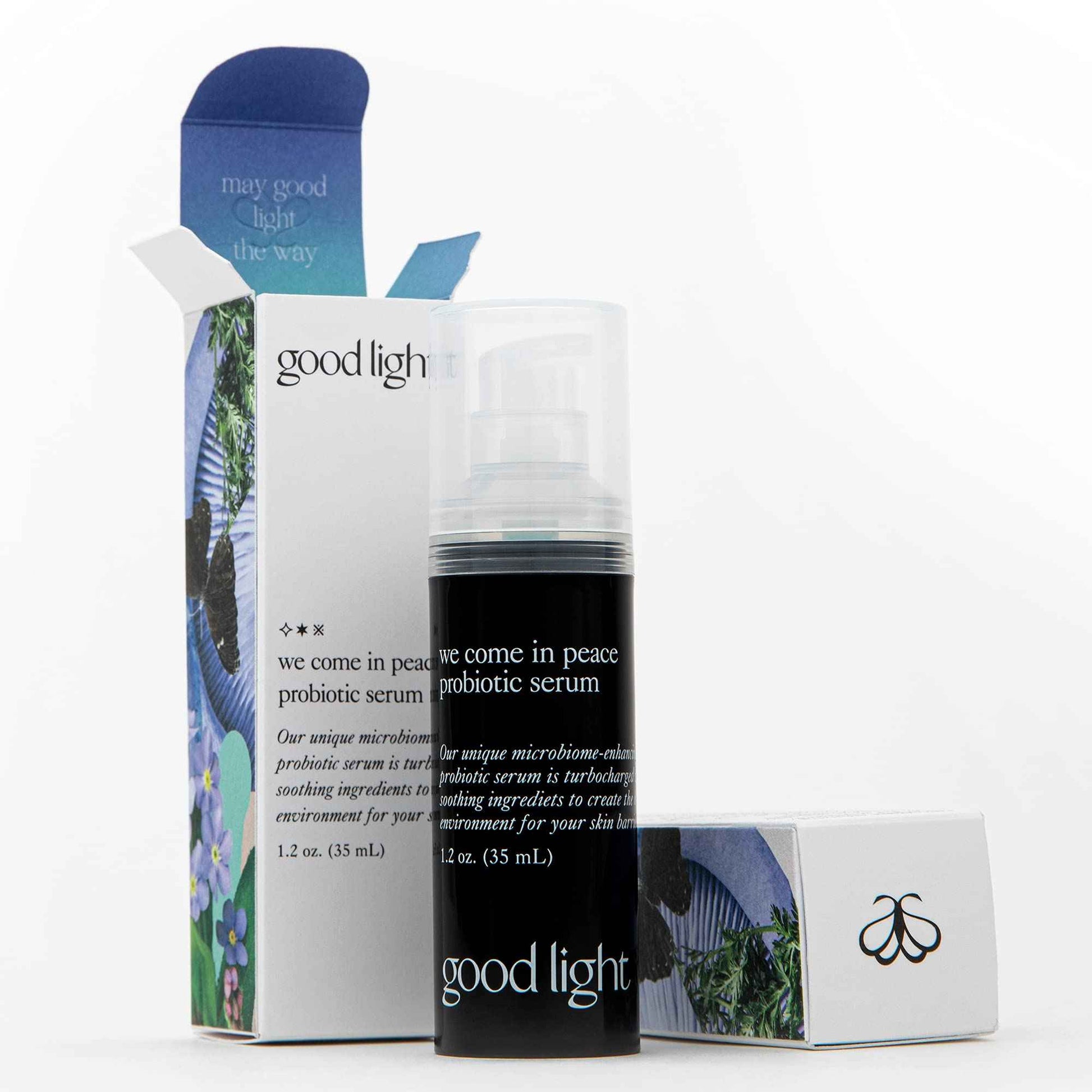 good light We Come in Peace Microbiome Serum. Brightening Face Serum with Probiotic Extract, Bakuchiol, & Blue Tansy. Hydrating, Soothing, Anti Aging, Dark Spot Treatment (1.2 fl oz)