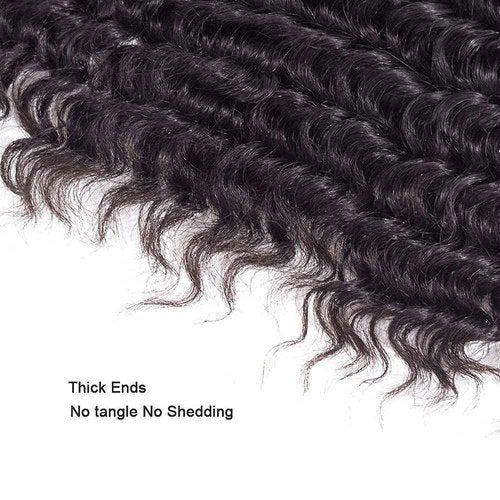1B Deep Wave Human Hair Bundles Brazilian Virgin 3 Bundles 14 16 18 Inch Black Deep Curly Bundle Human Hair Extensions 50 Gram Per Bundle