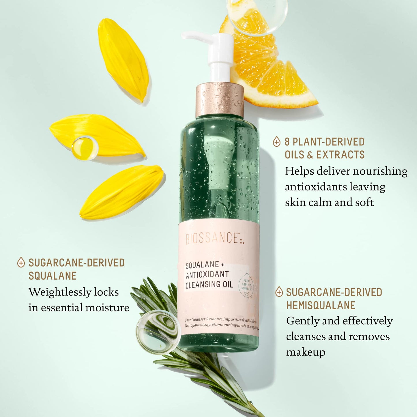 Biossance Squalane + Antioxidant Cleansing Oil. Lightweight Facial Oil Cleans Deep into Pores, Removes Makeup and Hydrates Skin. For all Skin Types (6.7 ounces)