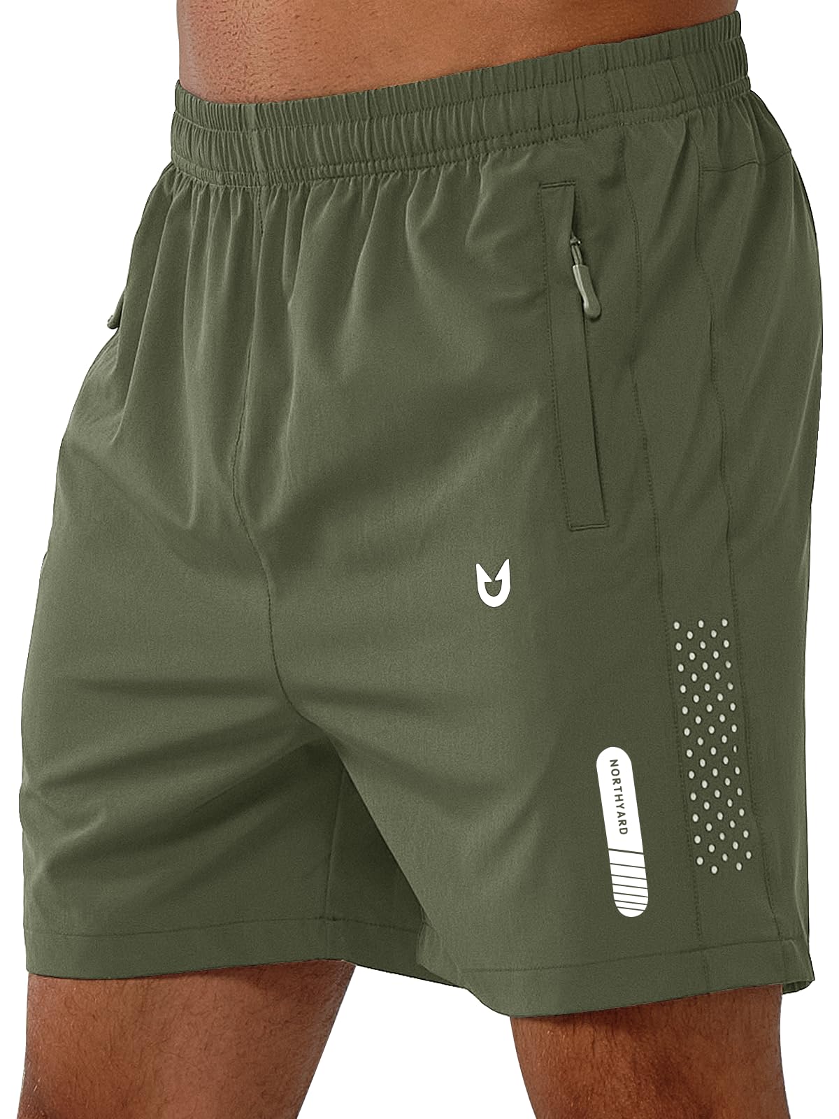 NORTHYARD Men's Athletic Running Shorts Quick Dry Workout Shorts 7"/ 5"/ 9" Lightweight Sports Gym Basketball Shorts Hiking Exercise ARMYGREEN-5inch S