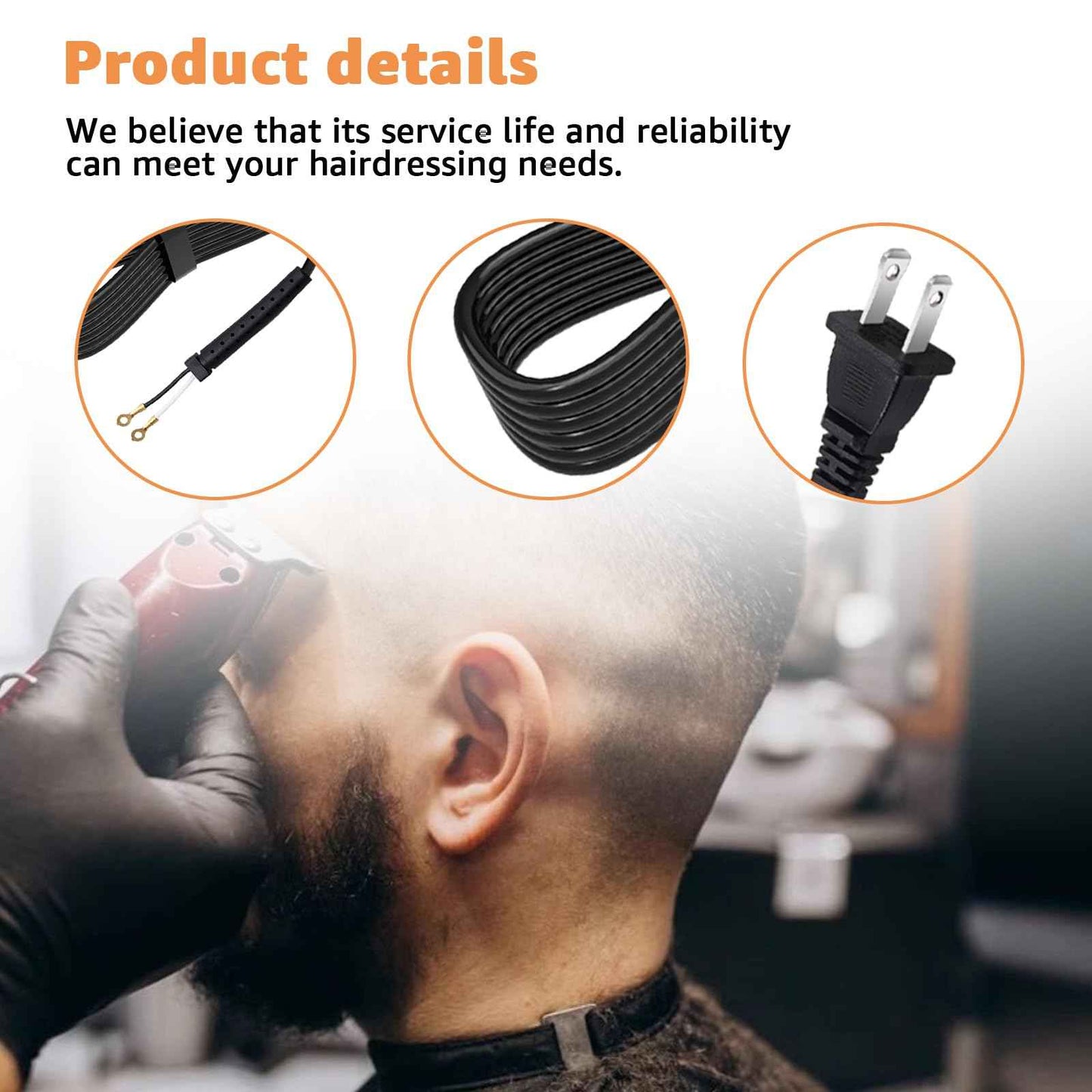 Replacement Power Cord for Oster Classic 76 Clippers - Exact Fit, Durable & Easy to Install - Compatible with Oster 76 Hair Clippers