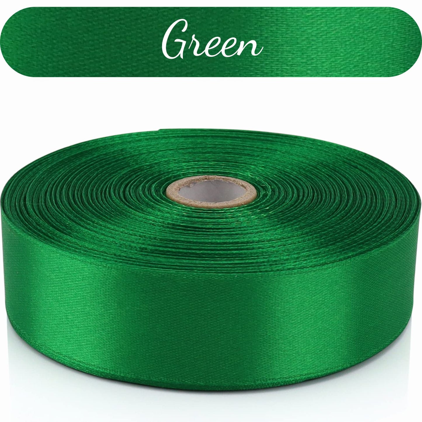 Nsilu 1 inch, Green Ribbon for Gift Wrapping 50 Yards Perfect Wedding Party Wreath Sewing DIY Hair Accessories Decoration Floral Hair Balloons Other Projects