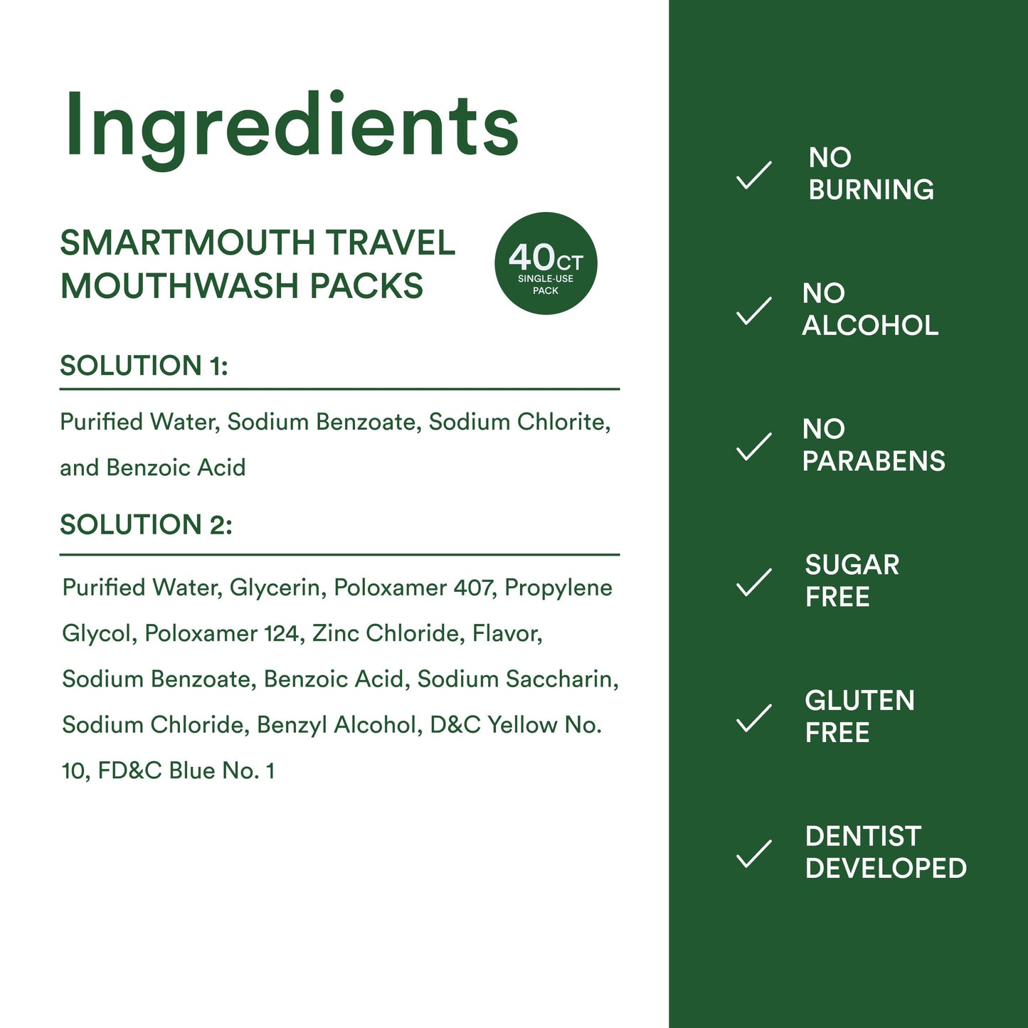 SmartMouth Original Activated Mouthwash Single Packs, Travel Mouthwash, Fresh Mint, 40 Pack