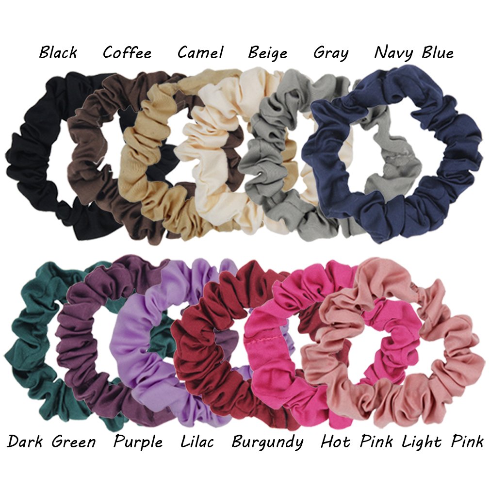 Set of 24Pcs Satin Hair Scrunchies Rubber Bands Elastic Hair Ties Ponytail Holder Satin Fabric Hair Ties (Mix Colors)