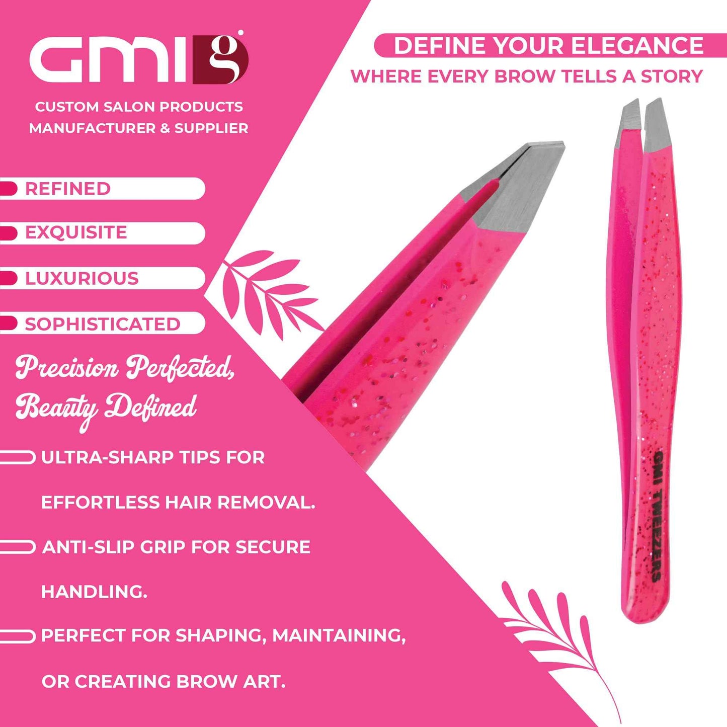 Eyebrow Tweezers - 1 Pc Professional Stainless Steel Tweezer for Facial Hair Removal- Eyebrow Tweezers for Women and Men - Professional eye brow twizzers and trimmer. (Pink)