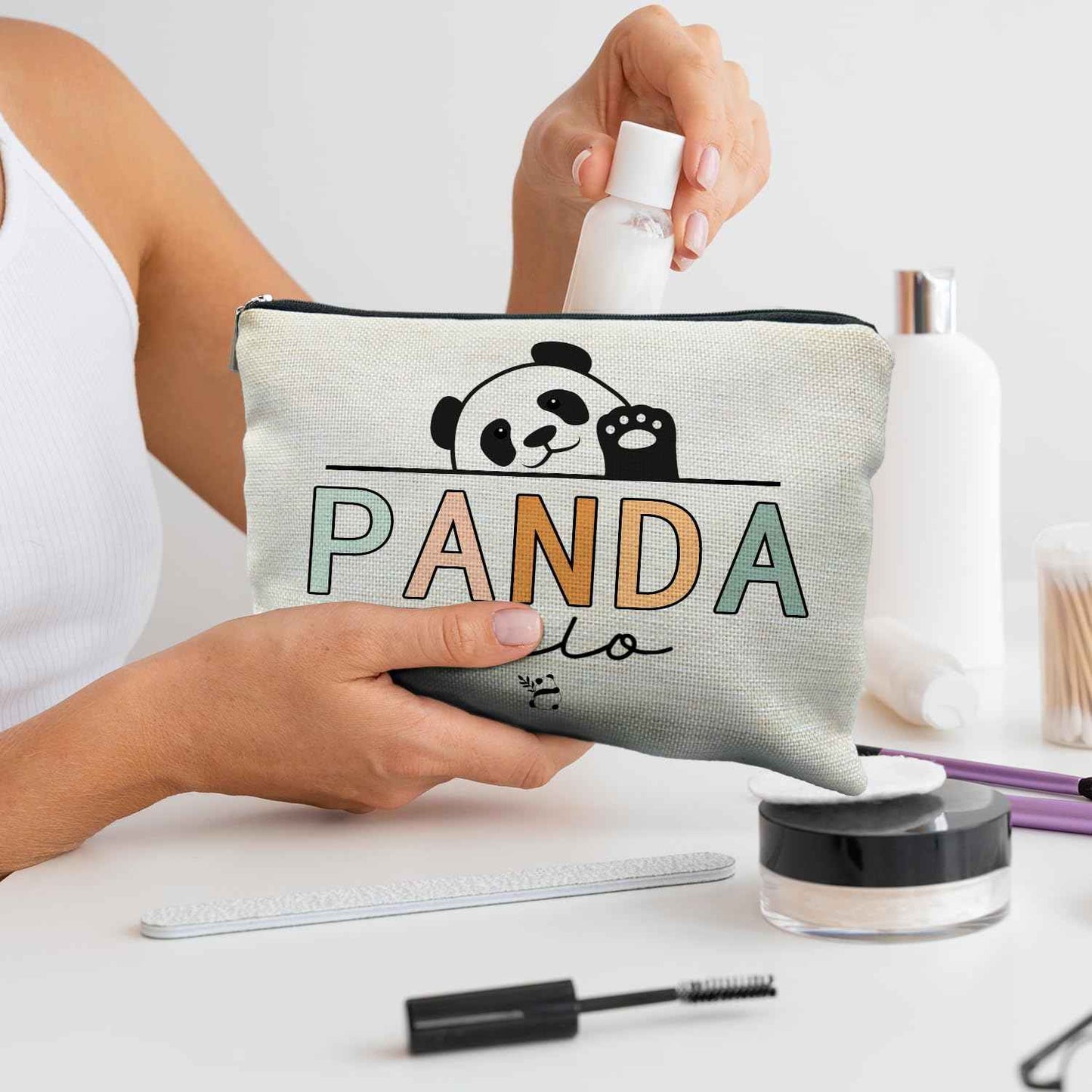 RYYCDOI Panda Makeup Bag - Cosmetic Pouch for Women and Girls - Mama Bear Gift Bag