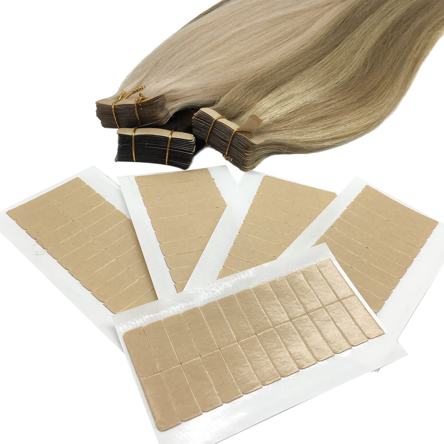 GOO GOO Hair Extension Tape Double Sided Adhesive Replacement Tape, Professional Strong Tapes for Tape in Hair Extensions 24pcs, 1.6 * 0.3inch per Piece