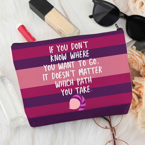BDPWSS Cheshire Makeup Bag Cartoon Cat Fan Gift Alice Lover Alice Fan Gift Smiling Cat Alice Wonderland Fan Zipper Pouch (Path You Take)