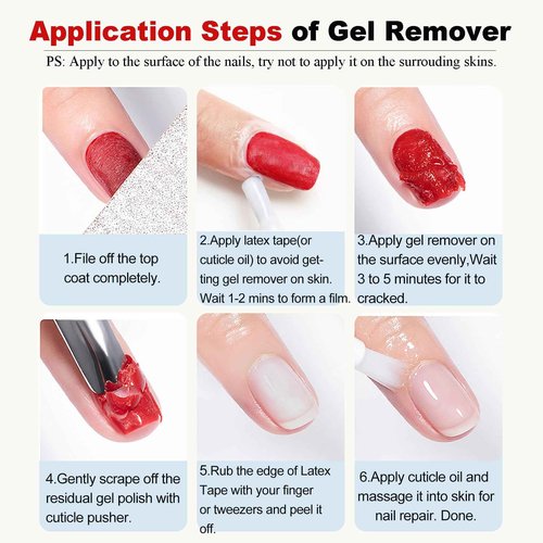2 bottles Gel Polish Remover & Polygel Slip Solution & Colorful Nail Removal Tools
