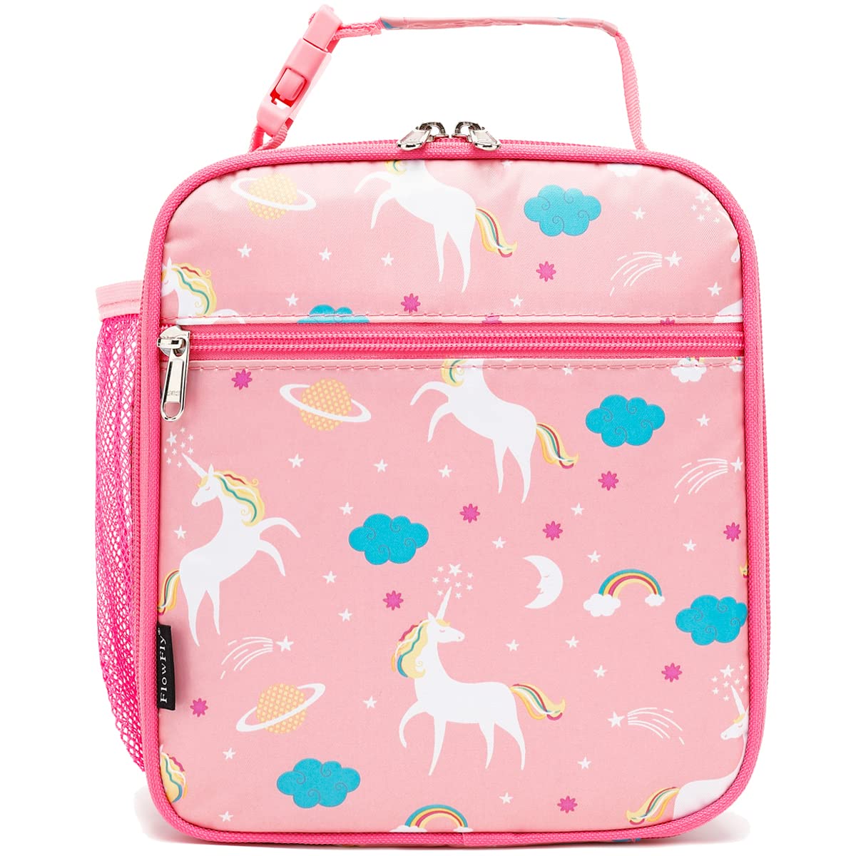 FlowFly Kids Lunch box Insulated Soft Bag Mini Cooler Back to School Thermal Meal Tote Kit for Girls, Boys, Unicorn