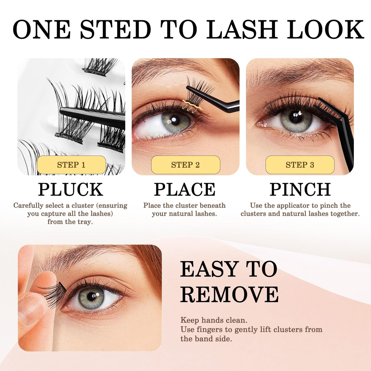 120Pcs Self Adhesive Eyelashes Natural Look, No Glue Needed Lash Clusters, Reusable Lashes Self Adhesive for Beginners, DIY Lash Extensions for Home Use, with Eyelash Clusters Tweezer